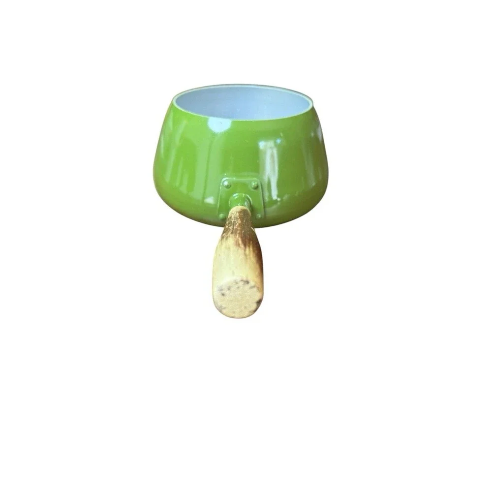 Vintage Fondue Pot Avocado Green Enamel No Lid MCM